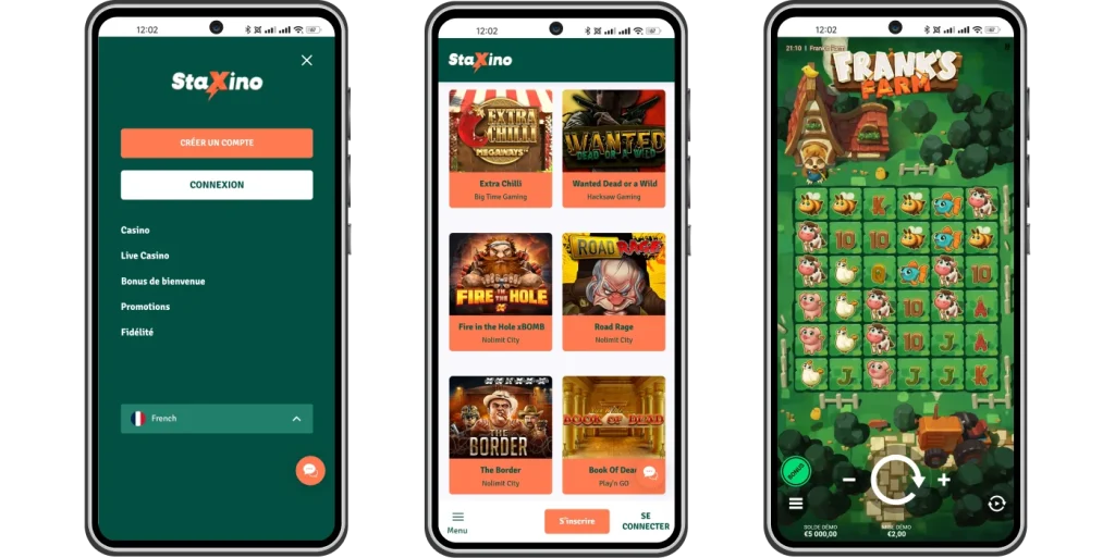 Version mobile Staxino Casino